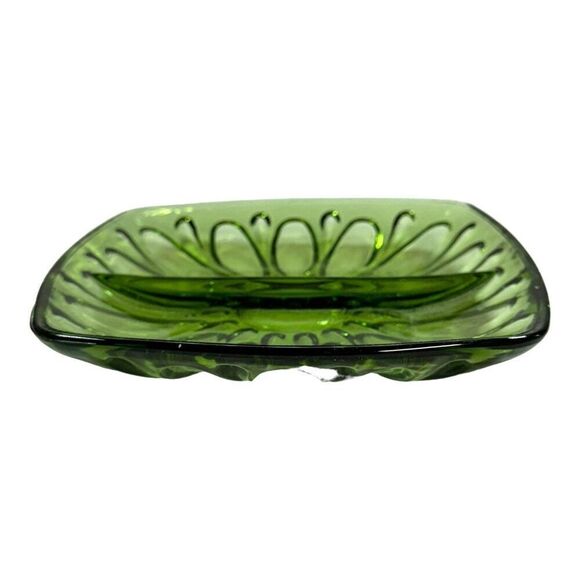Vintage Indiana Glass Avacado Divided Nut Fruit Dish Candy 7" MCM Retro Design - Picture 1 of 6